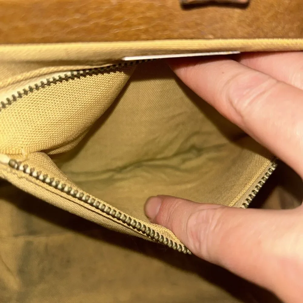ROGER VAN S  Brown Leather Purse VTG Gold Hardware Tan Handbag